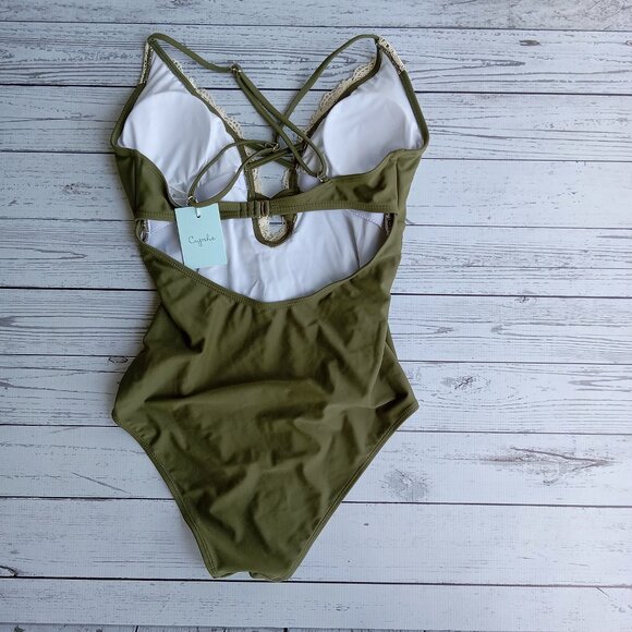 CUPSHE Vintage Lace Adjustable One-piece Swimsuit Beach Vacation NWT Size M - Picture 3 of 4